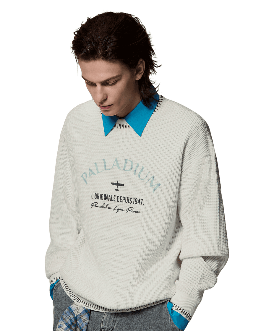 1012813-232 | MEN'S PALLADIUM LOGO TOP-STITCHING SWEATER | VANILLA ICE