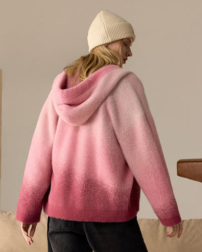 1012930-544 | MEN'S IRIS LOGO GRADIENT COLOR HOODED CARDIGAN | PINK