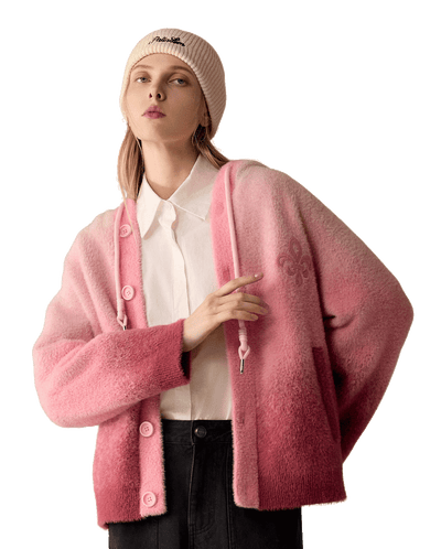 1012930-544 | MEN'S IRIS LOGO GRADIENT COLOR HOODED CARDIGAN | PINK