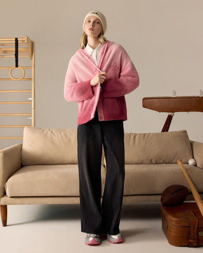 1012930-544 | MEN'S IRIS LOGO GRADIENT COLOR HOODED CARDIGAN | PINK