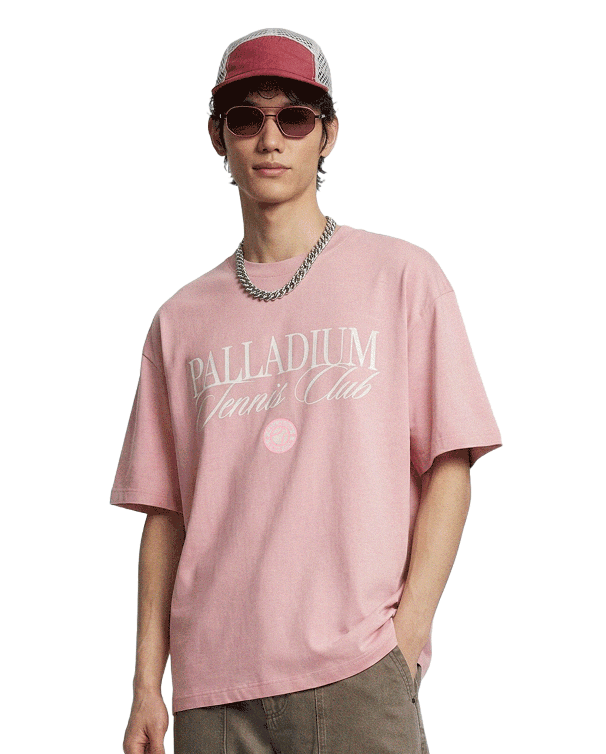 1012994-697 | MEN'S VINTAGE PALLADIUM TENNIS CLUB COTTON T-SHIRT | CORAL BLUSH