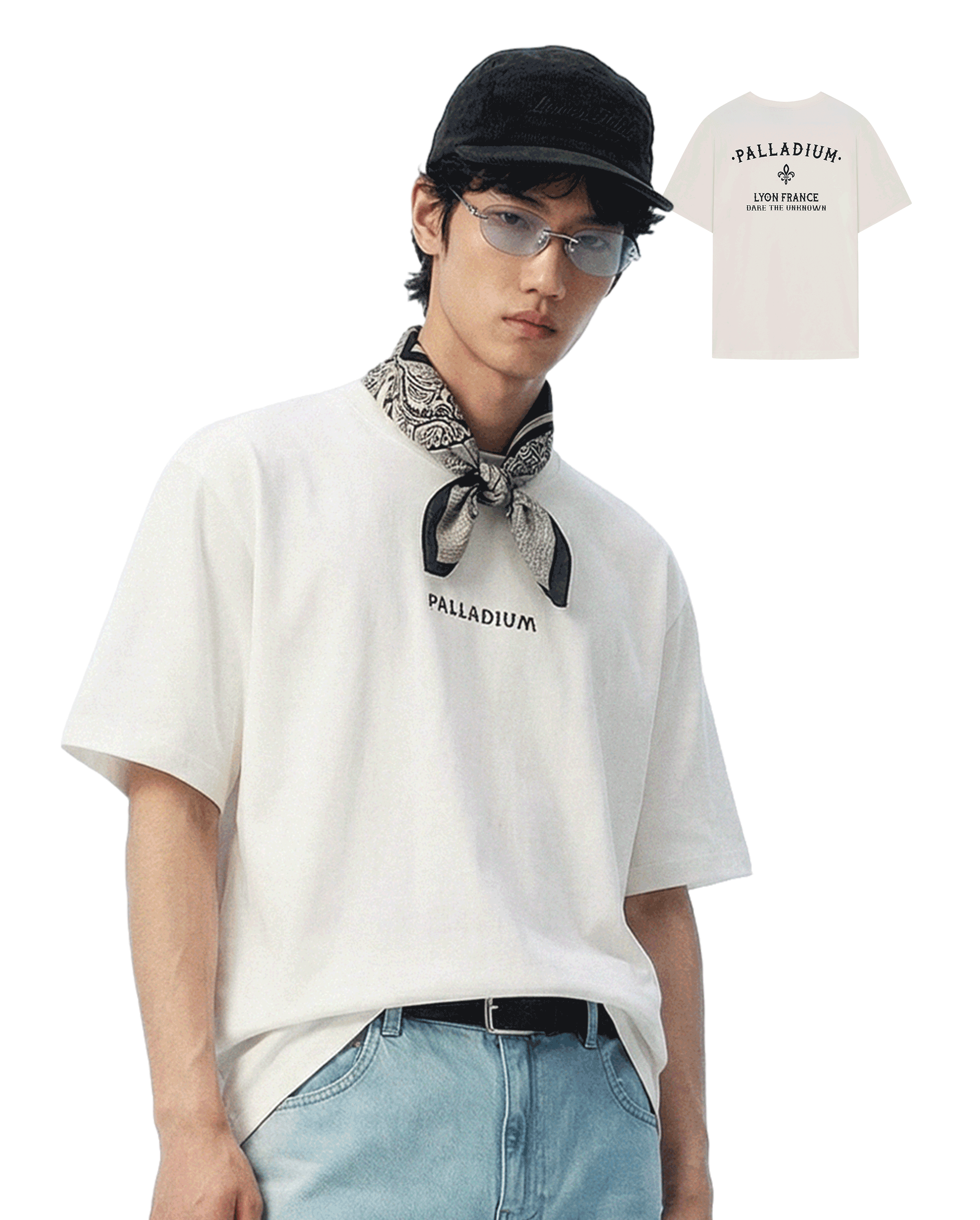 1013006-262 | MEN'S VINTAGE PALLADIUM LOGO T-SHIRT | MARSHMALLOW