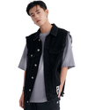 106961-008 | MEN'S PLDM LOGO COTTOM DENIM VEST JACKET | BLACK