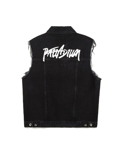 106961-008 | MEN'S PLDM LOGO COTTOM DENIM VEST JACKET | BLACK