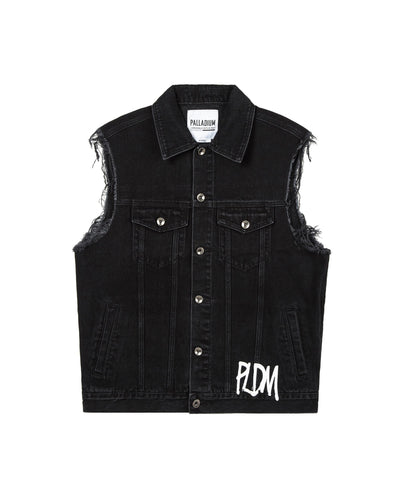 106961-008 | MEN'S PLDM LOGO COTTOM DENIM VEST JACKET | BLACK