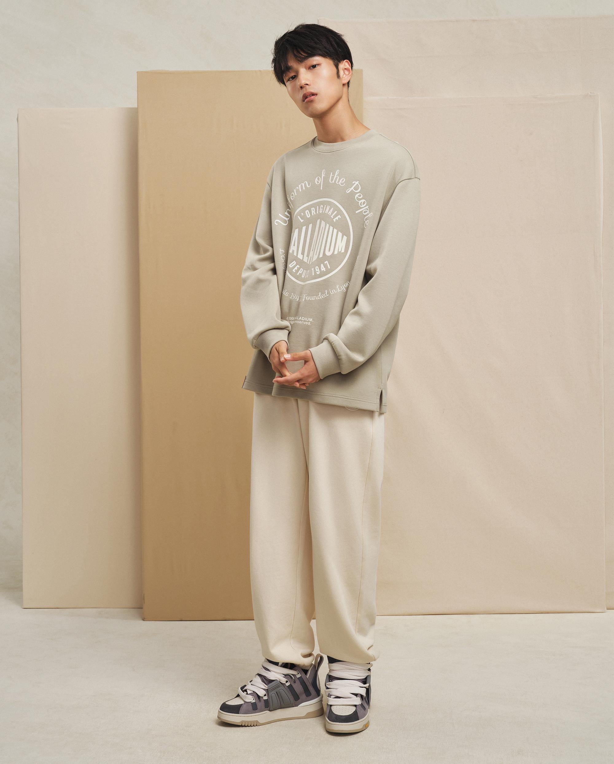 107753-027 | MEN'S PALLADIUM LOGO LOOSE FIT SWEATSHIRT | AQUA GRAY