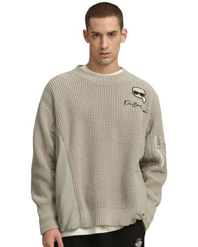 109235-025 | PALLADIUM X KARL LAGERFELD WAFFLE PATTERN SWEATER | QUITE GRAY