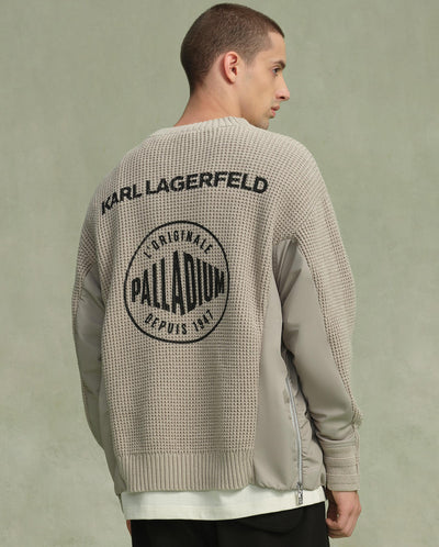 109235-025 | PALLADIUM X KARL LAGERFELD WAFFLE PATTERN SWEATER | QUITE GRAY