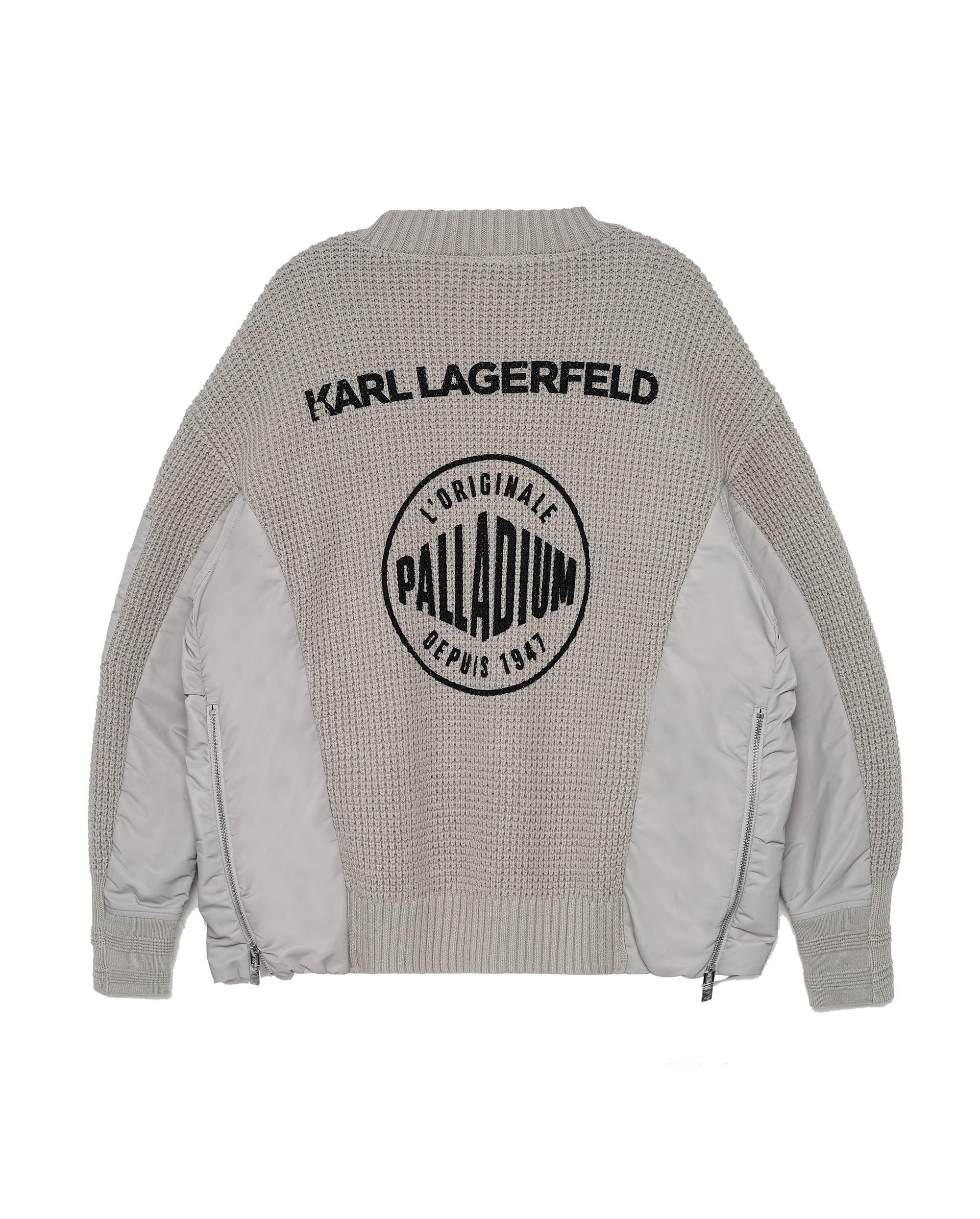 109235-025 | PALLADIUM X KARL LAGERFELD WAFFLE PATTERN SWEATER | QUITE GRAY