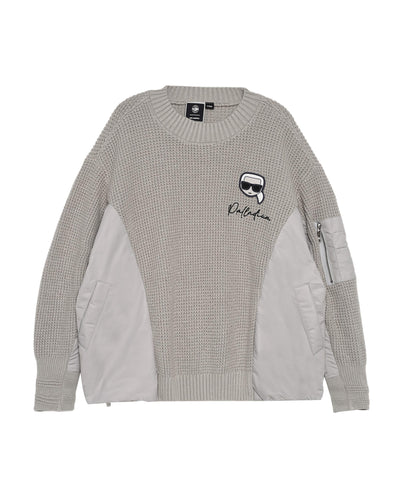 109235-025 | PALLADIUM X KARL LAGERFELD WAFFLE PATTERN SWEATER | QUITE GRAY