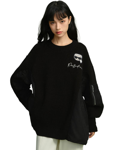 109235-032 | PALLADIUM X KARL LAGERFELD WAFFLE PATTERN SWEATER | LEAD BLACK