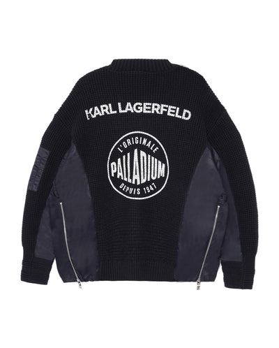 109235-032 | PALLADIUM X KARL LAGERFELD WAFFLE PATTERN SWEATER | LEAD BLACK