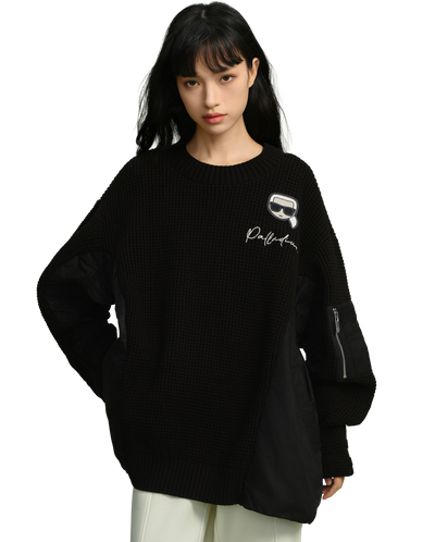 109235-032 | PALLADIUM X KARL LAGERFELD WAFFLE PATTERN SWEATER | LEAD BLACK