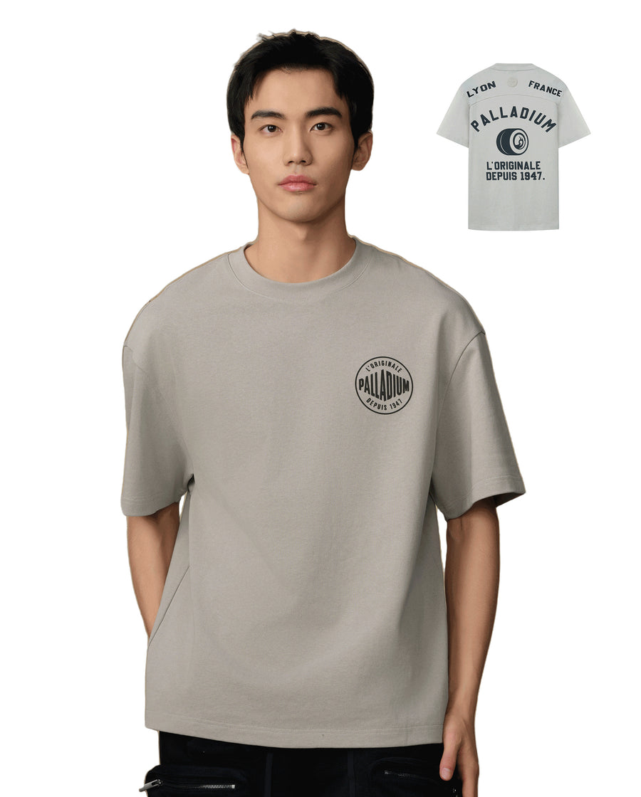 109644-031 | MEN'S HERITAGE PALLADIUM LOGO LOOSE FIT COTTON T-S | FLINT GRAY