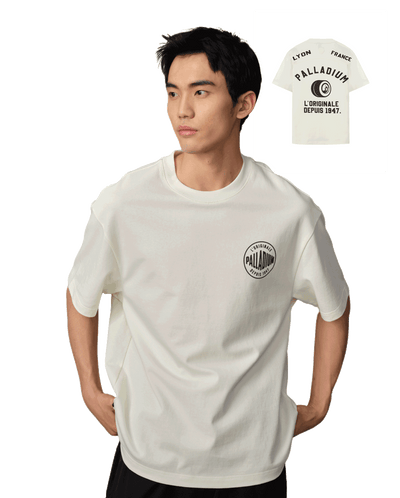 109644-232 | MEN'S HERITAGE PALLADIUM LOGO LOOSE FIT COTTON T-S | VANILLA ICE