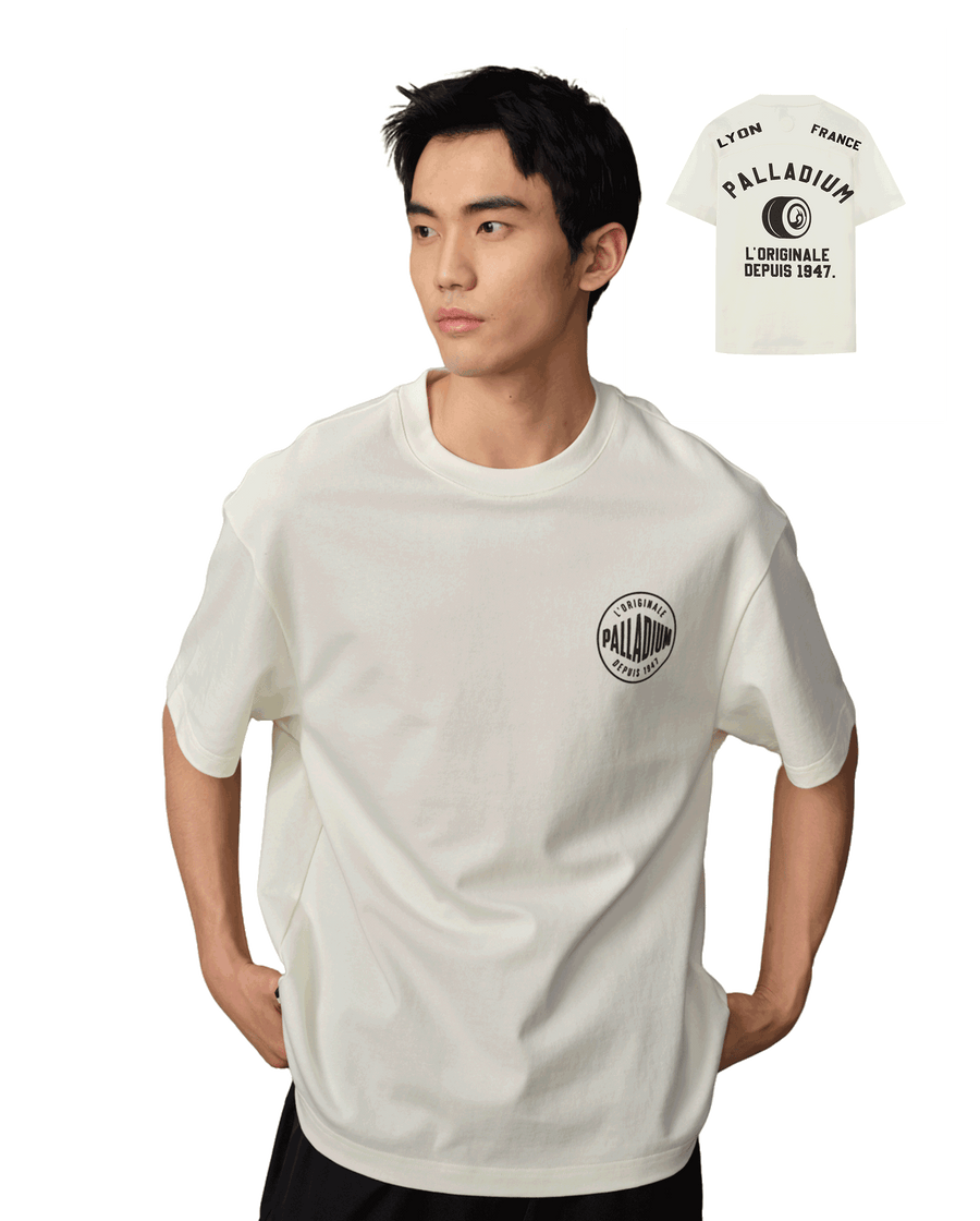 109644-232 | MEN'S HERITAGE PALLADIUM LOGO LOOSE FIT COTTON T-S | VANILLA ICE