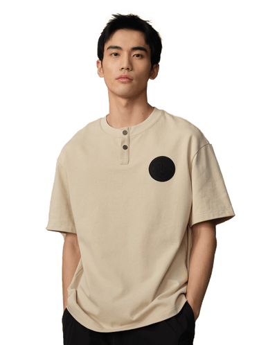 109645-043 | MEN'S PALLADIUM LOGO LOOSE FIT COTTON T-SHIRT | OYSTER GRAY