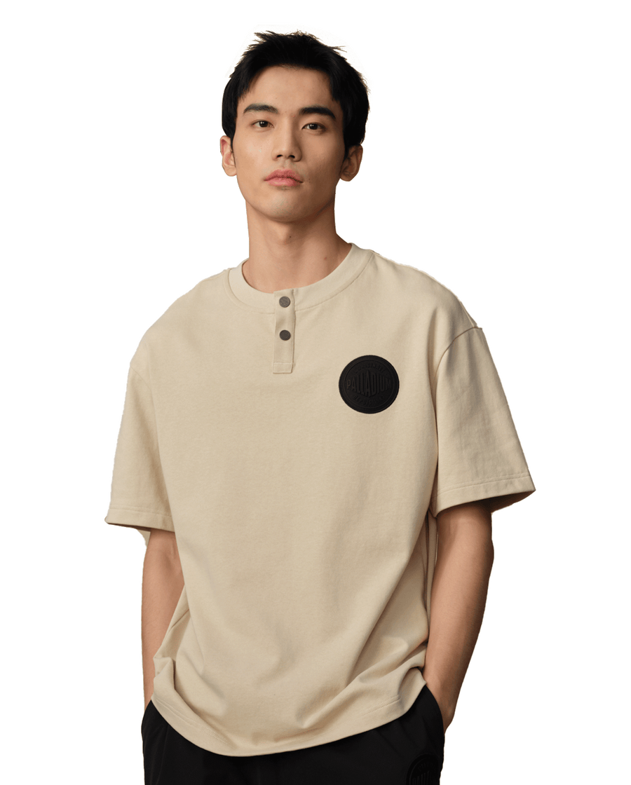 109645-043 | MEN'S PALLADIUM LOGO LOOSE FIT COTTON T-SHIRT | OYSTER GRAY