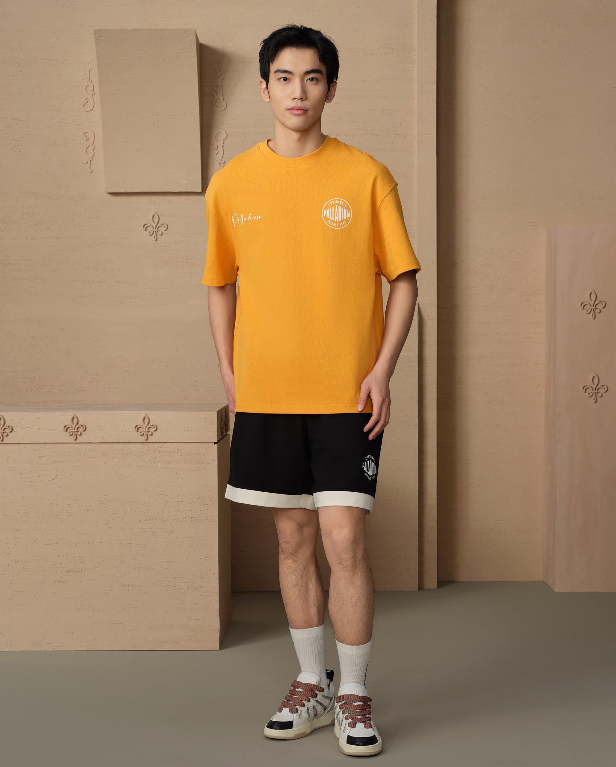 109647-706 | MEN'S VINTAGE PALLADIUM LOGO LOOSE FIT COTTON T-SH | SUNFLOWER