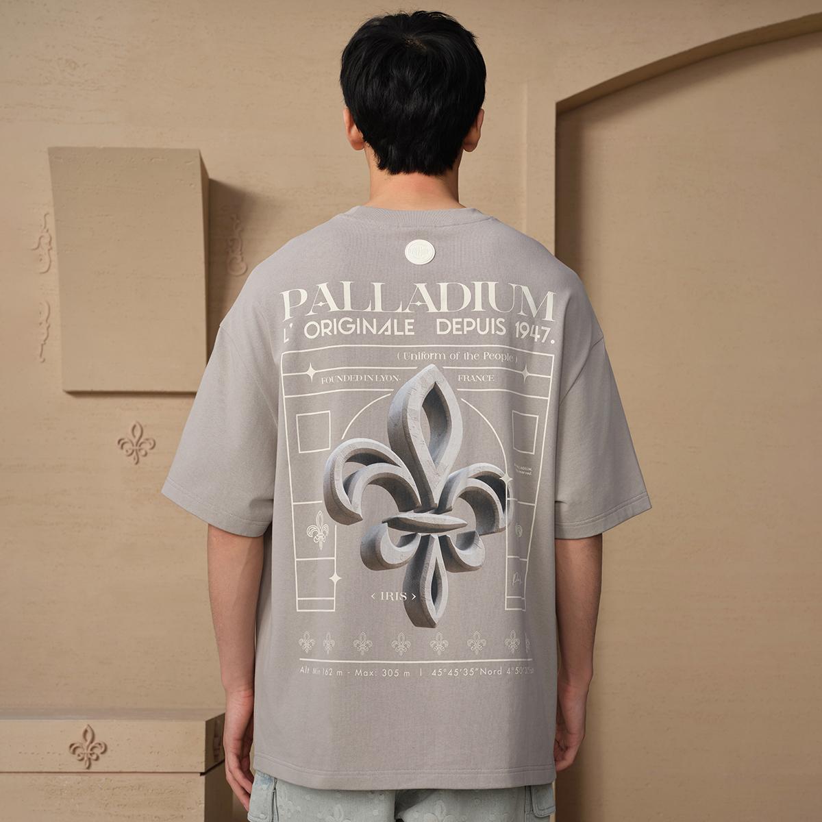 109648-031 | MEN'S VINTAGE PALLADIUM LOGO LOOSE FIT COTTON T-SH | FLINT GRAY