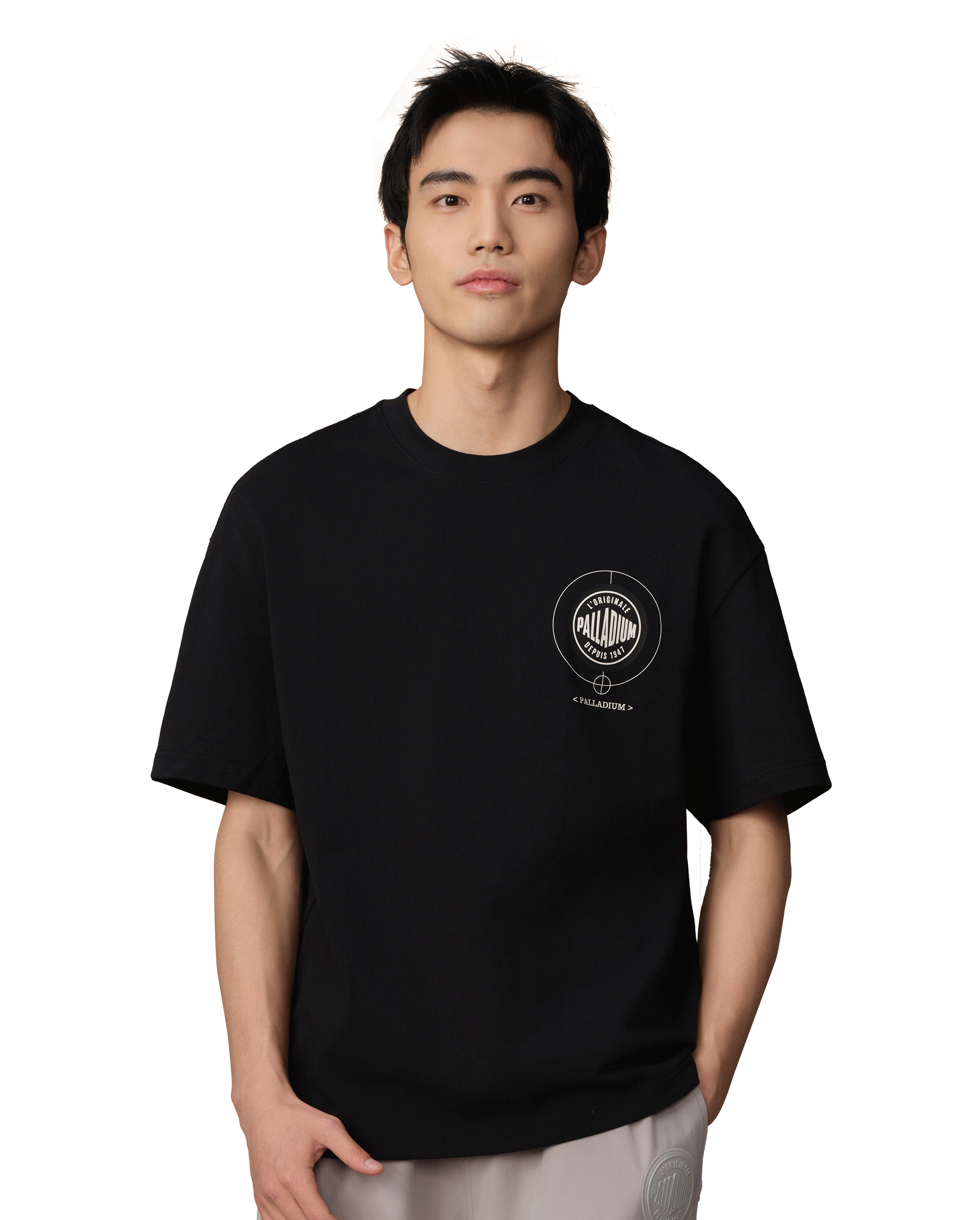 109649-032 | MEN'S PALLADIUM LOGO LOOSE FIT COTTON T-SHIRT | TAP SHOE