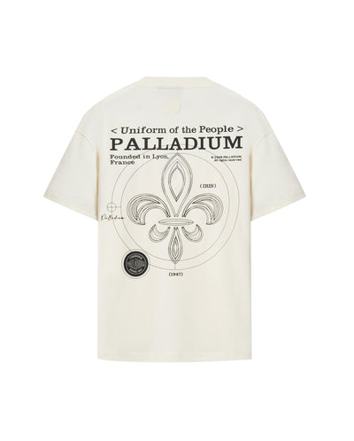 109649-262 | MEN'S PALLADIUM LOGO LOOSE FIT COTTON T-SHIRT | MARSHMALLOW