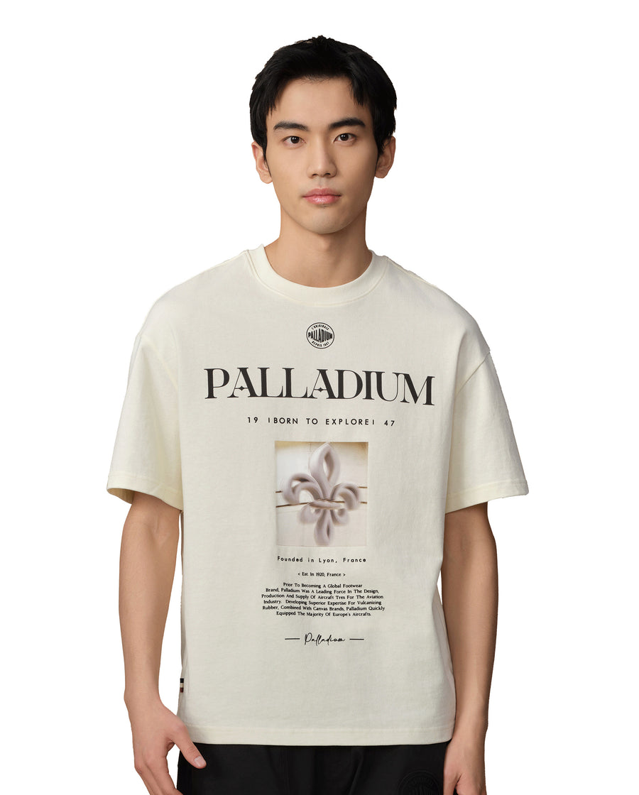 109650-232 | MEN'S IRIS THEME PRINTED LOOSE FIT COTTON T-SHIRT | VANILLA ICE