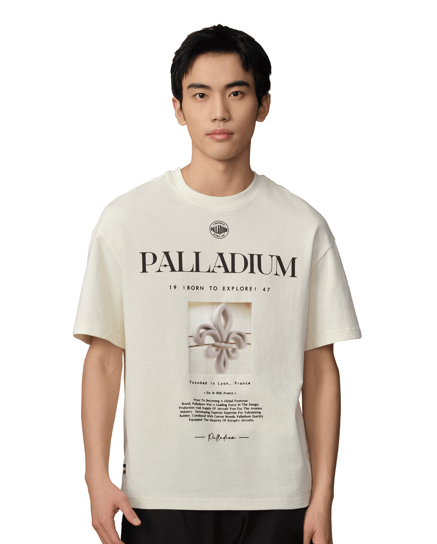 109650-232 | MEN'S IRIS THEME PRINTED LOOSE FIT COTTON T-SHIRT | VANILLA ICE