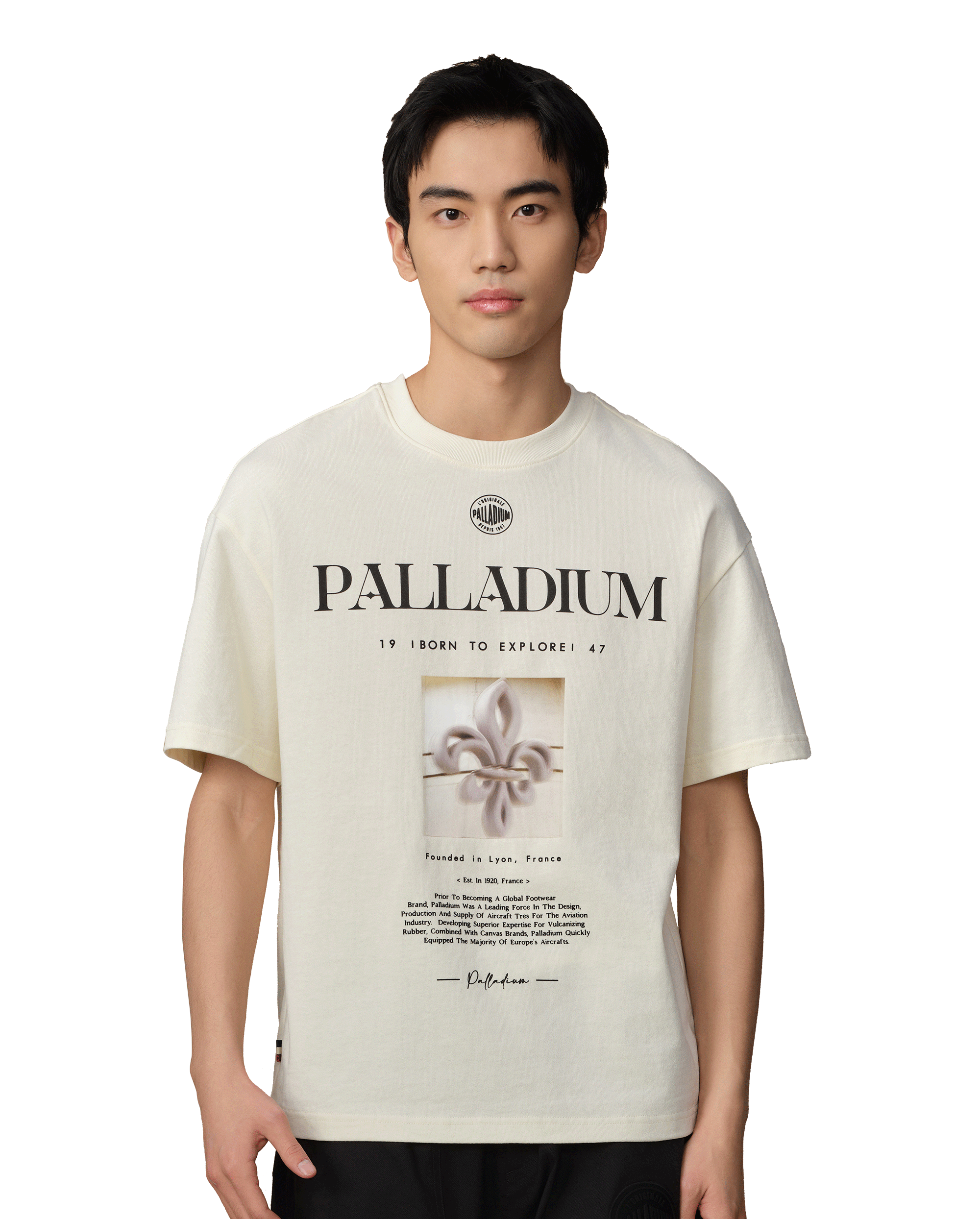 109650-232 | MEN'S IRIS THEME PRINTED LOOSE FIT COTTON T-SHIRT | VANILLA ICE