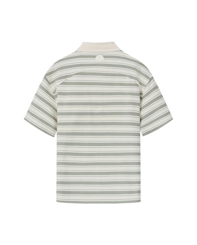 109685-810 | MEN'S PALLADIUM LOGO STRIPED COTTON POLO SHIRT | GREEN/WHITE