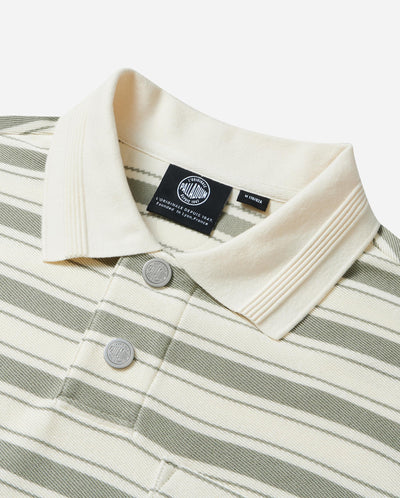 109685-810 | MEN'S PALLADIUM LOGO STRIPED COTTON POLO SHIRT | GREEN/WHITE