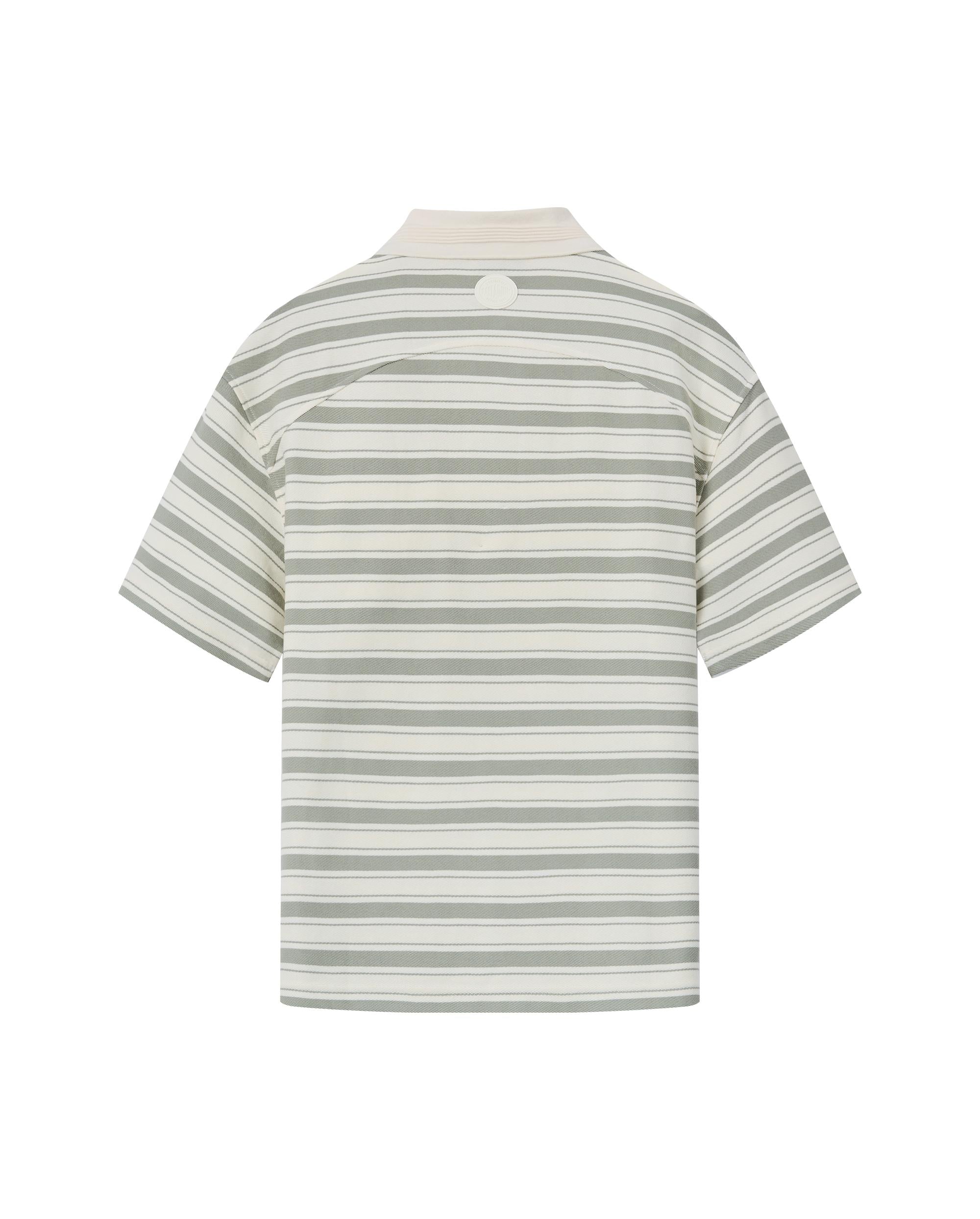 109685-810 | MEN'S PALLADIUM LOGO STRIPED COTTON POLO SHIRT | GREEN/WHITE