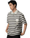 109685-811 | MEN'S PALLADIUM LOGO STRIPED COTTON POLO SHIRT | GREY/WIHTE