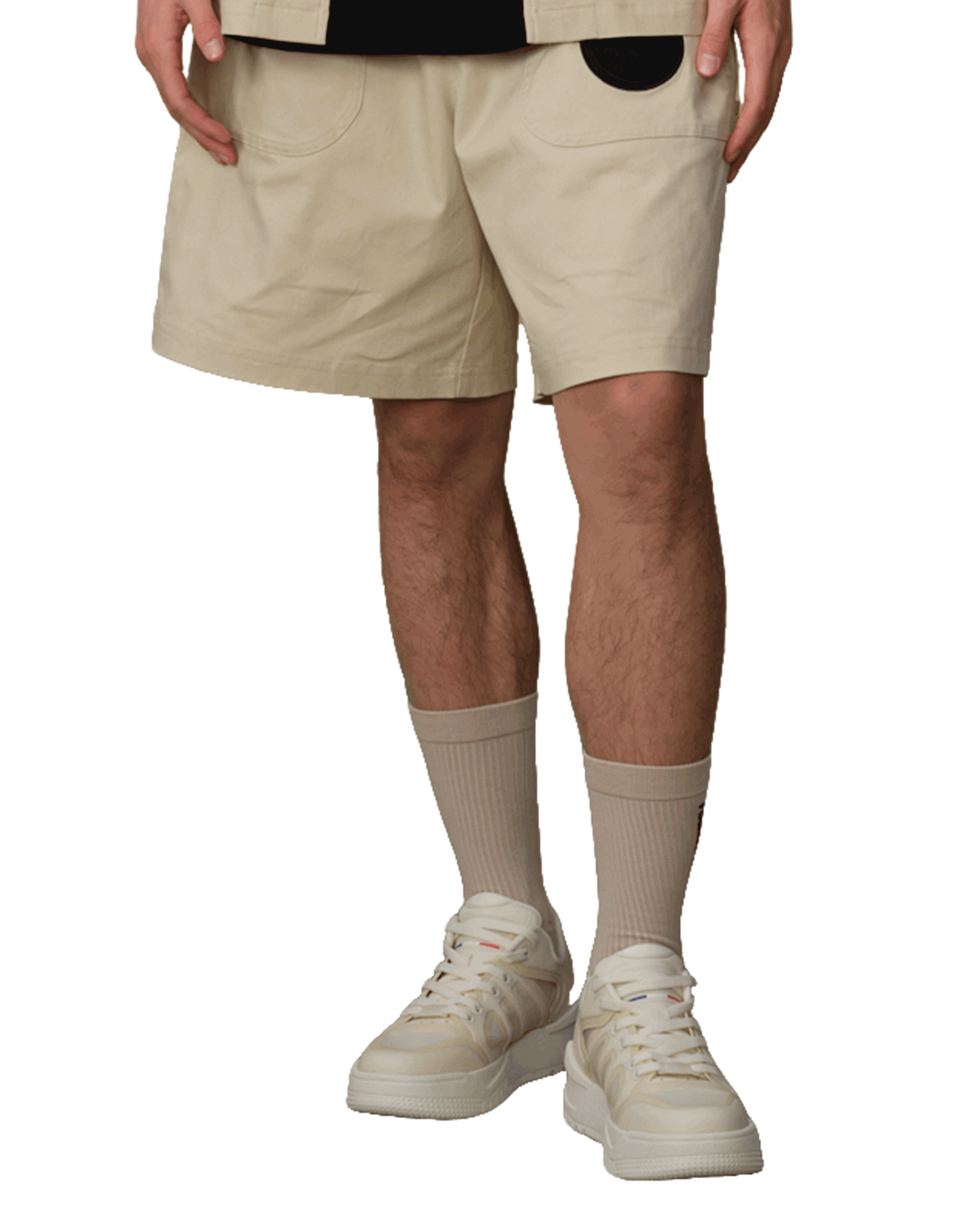 109687-043 | MEN'S PALLADIUM LOGO SHORTS | OYSTER GRAY