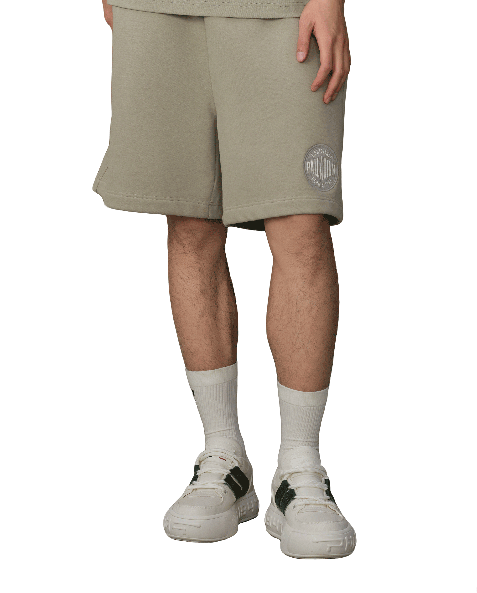 109689-354 | MEN'S VINTAGE PALLADIUM LOGO LOOSE FIT SHORTS | SEAGRASS