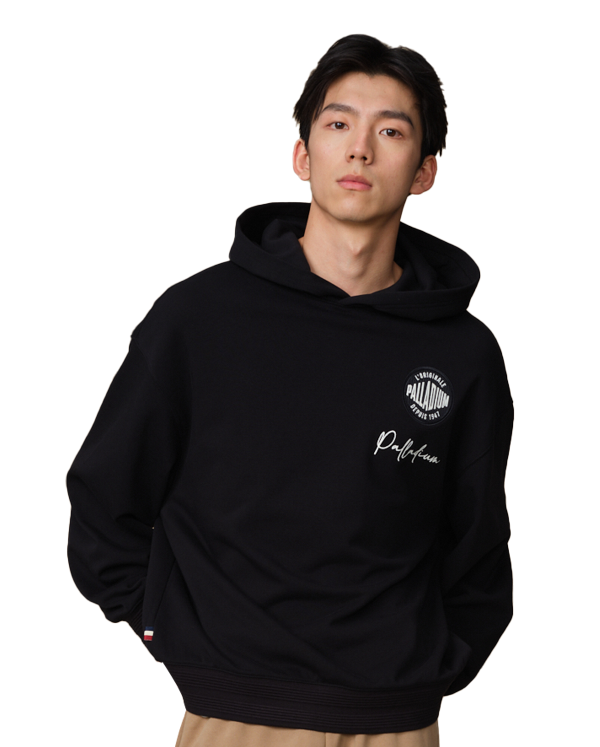 109712-032 | MEN'S PALLADIUM LOGO LOOSE FIT HOODIE | TAP SHOE