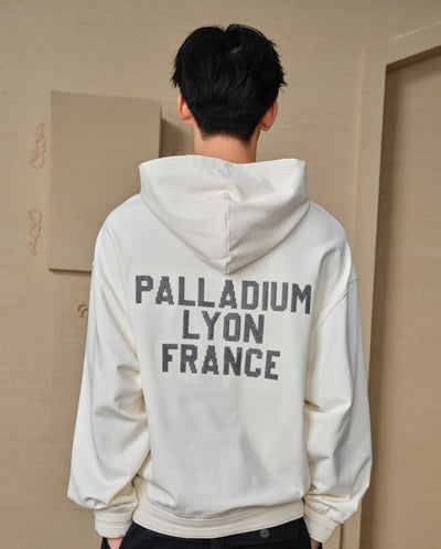 109712-262 | MEN'S PALLADIUM LOGO LOOSE FIT HOODIE | MARSHMALLOW