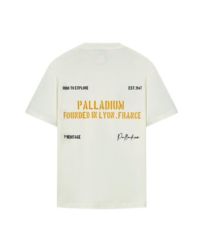 109730-232 | MEN'S PALLADIUM LOGO LOOSE FIT COTTON T-SHIRT | VANILLA ICE