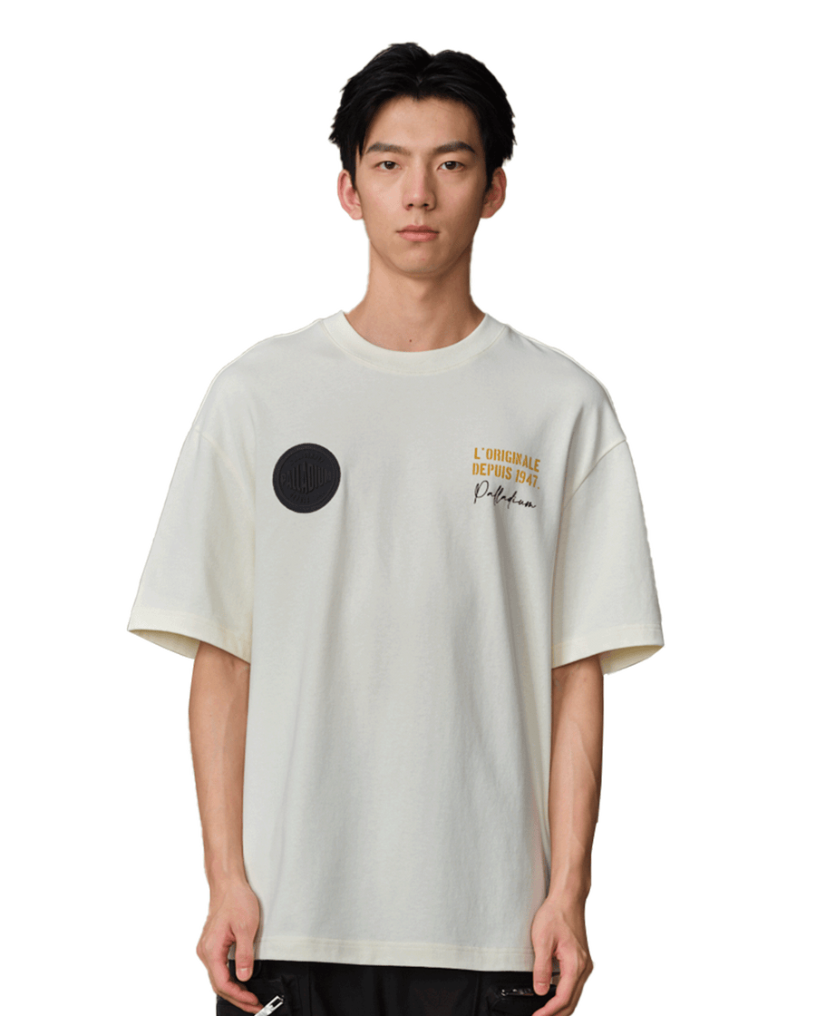 109730-232 | MEN'S PALLADIUM LOGO LOOSE FIT COTTON T-SHIRT | VANILLA ICE