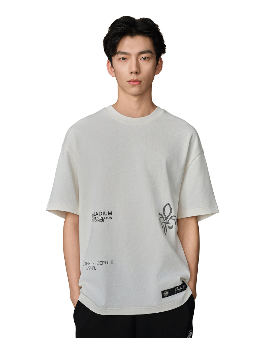 109732-262 | MEN'S PALLADIUM LOGO LOOSE FIT COTTON T-SHIRT | MARSHMALLOW