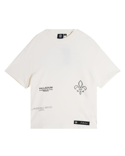 109732-262 | MEN'S PALLADIUM LOGO LOOSE FIT COTTON T-SHIRT | MARSHMALLOW