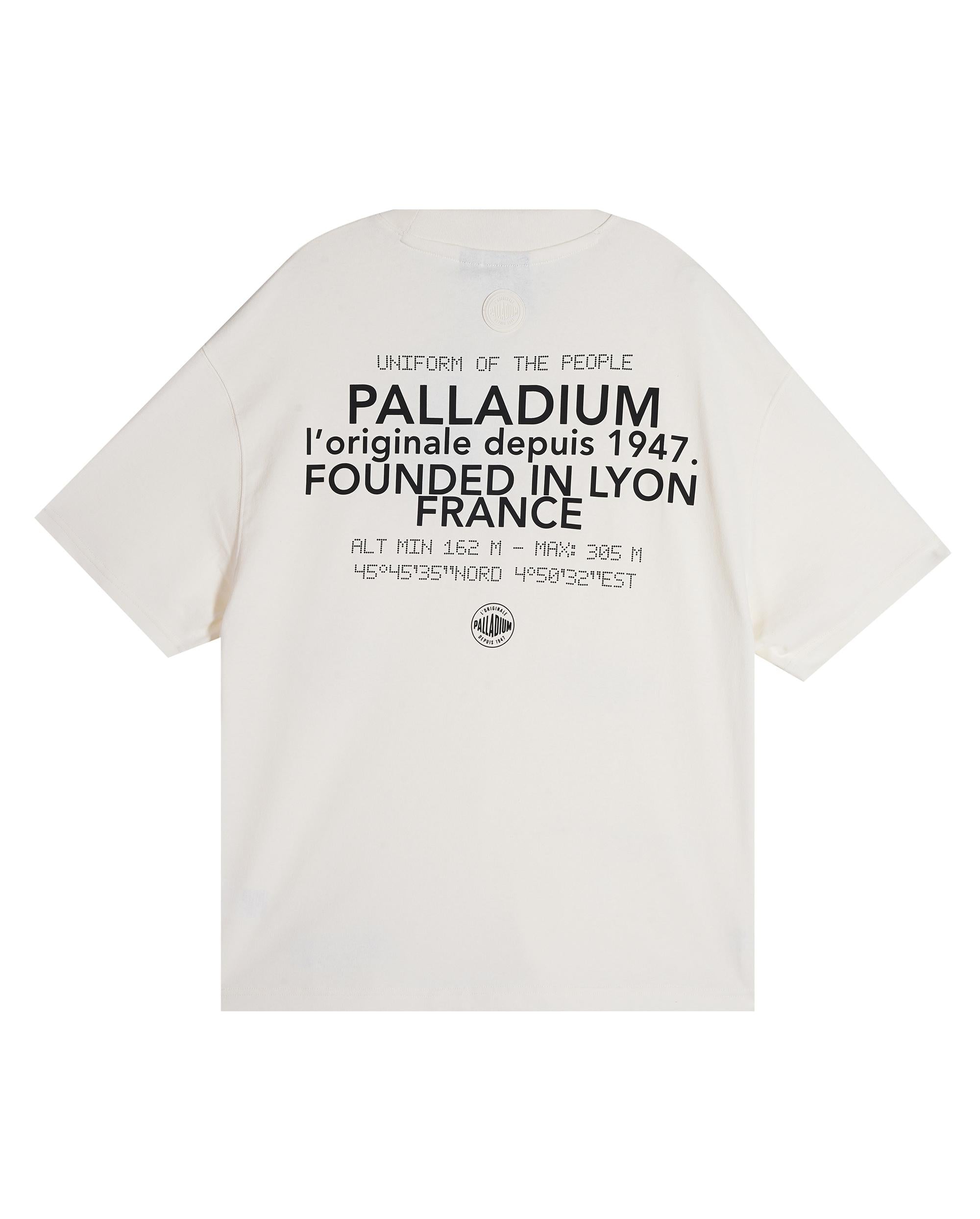 109732-262 | MEN'S PALLADIUM LOGO LOOSE FIT COTTON T-SHIRT | MARSHMALLOW