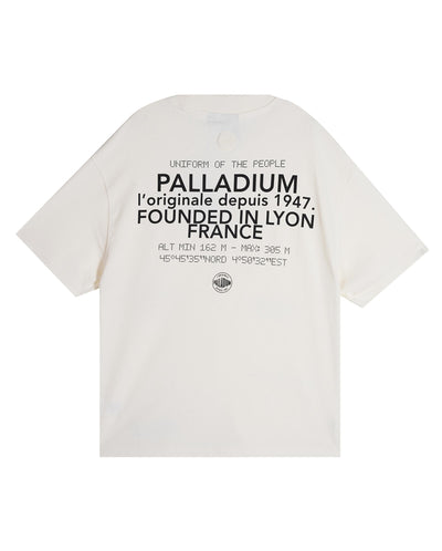 109732-262 | MEN'S PALLADIUM LOGO LOOSE FIT COTTON T-SHIRT | MARSHMALLOW
