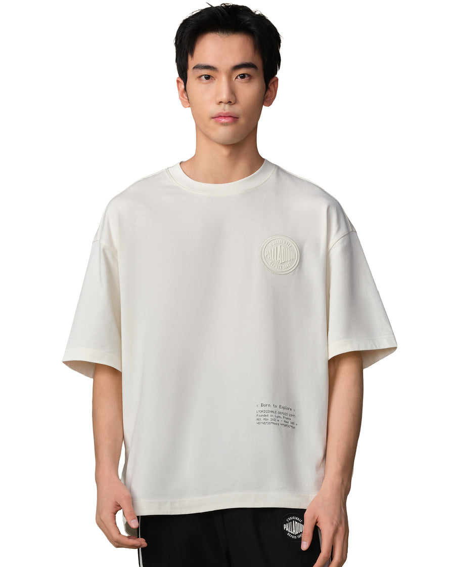 109734-262 | MEN'S PALLADIUM LOGO LOOSE FIT COTTON T-SHIRT | MARSHMALLOW