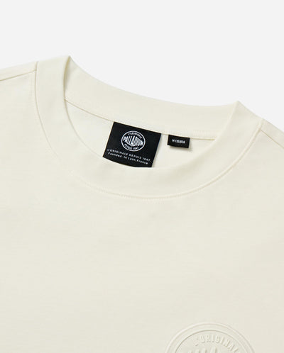 109734-262 | MEN'S PALLADIUM LOGO LOOSE FIT COTTON T-SHIRT | MARSHMALLOW