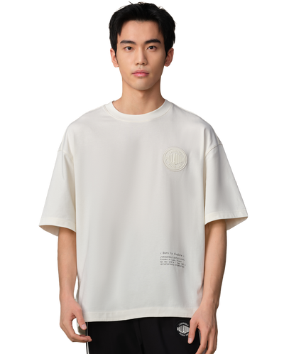 109734-262 | MEN'S PALLADIUM LOGO LOOSE FIT COTTON T-SHIRT | MARSHMALLOW