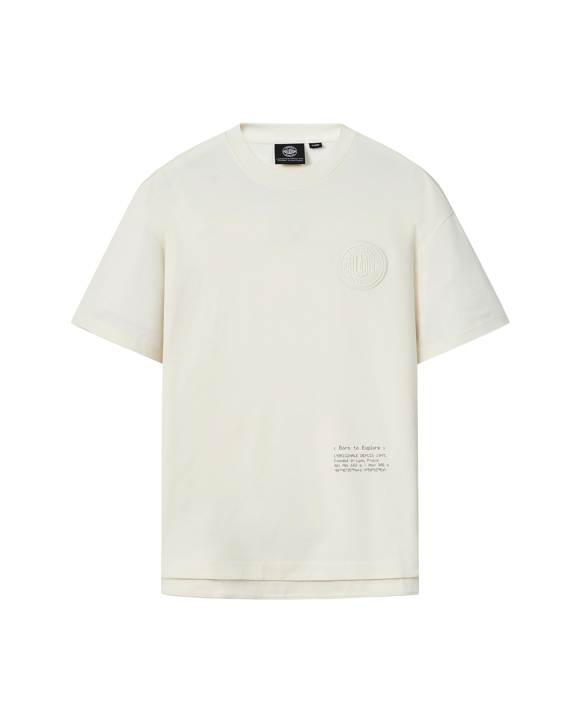 109734-262 | MEN'S PALLADIUM LOGO LOOSE FIT COTTON T-SHIRT | MARSHMALLOW