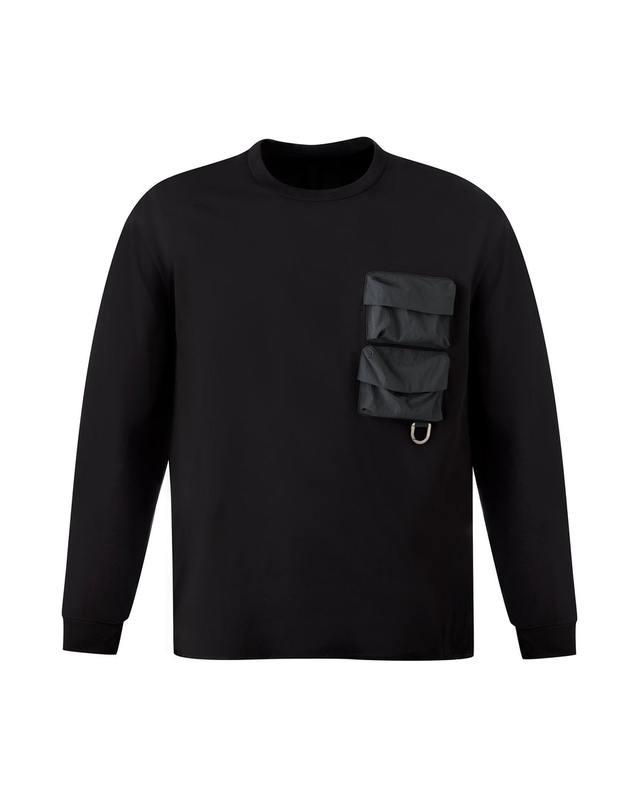 1711711-008 | UNISEX 3D POCKETS LONG SLEEVES T-SHIRT | BLACK