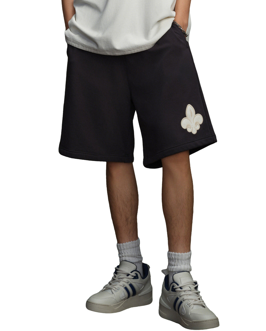 178025-033 | UNISEX EMBROIDERED IRIS LOGO SHORTS | BLK OYSTER