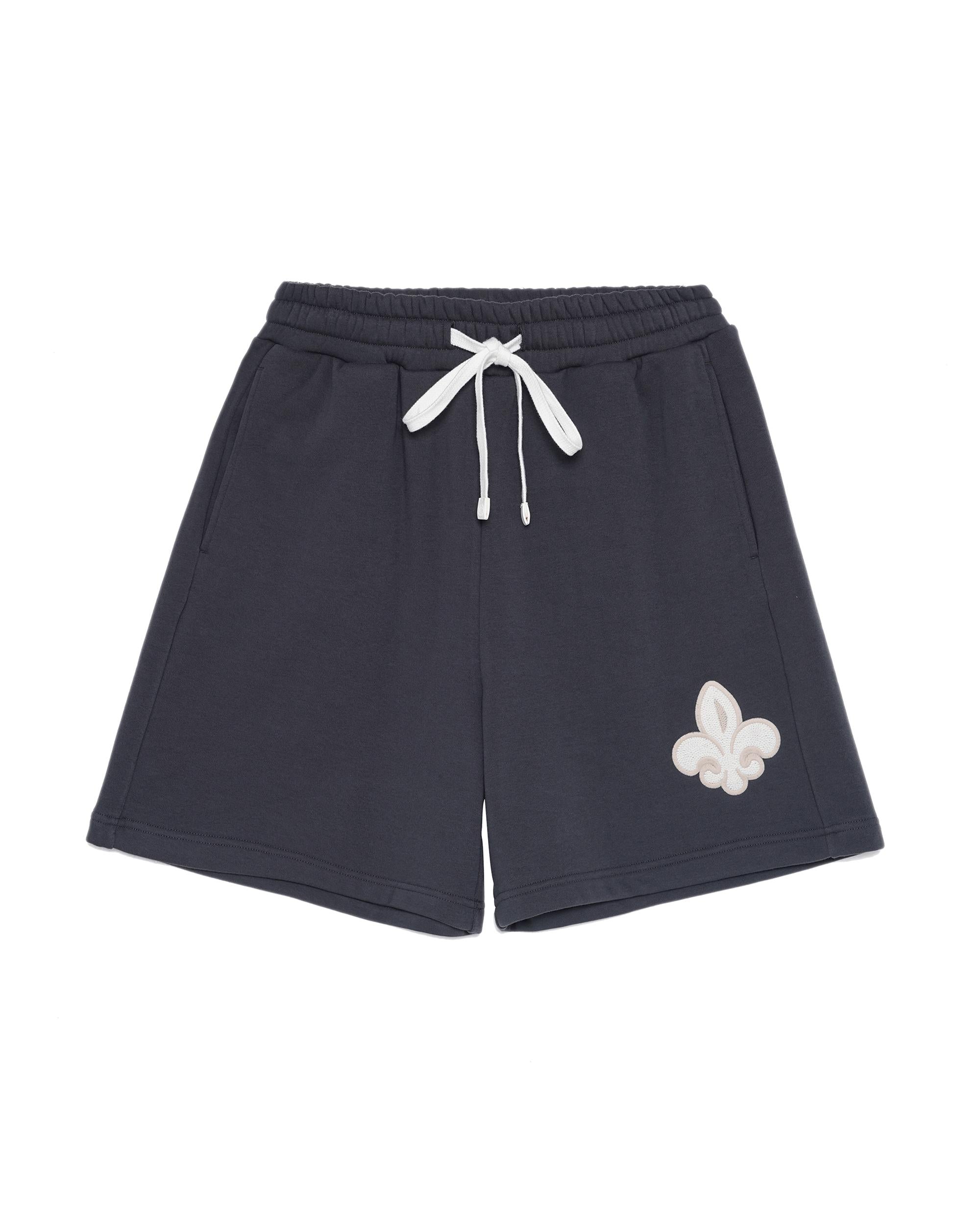 178025-033 | UNISEX EMBROIDERED IRIS LOGO SHORTS | BLK OYSTER